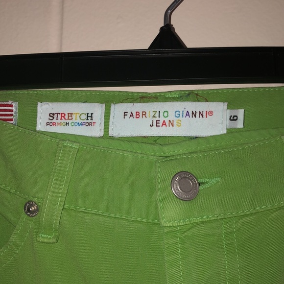 FABRIZIO GIANNI JEANS Vintage Size 6 Stretch High Comfort Lime Green Pants - Picture 6 of 10